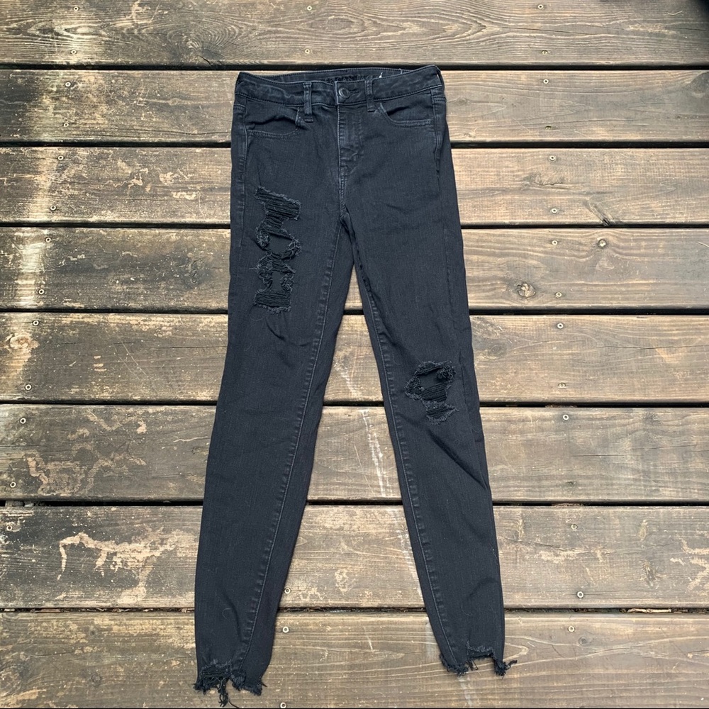 distressed black jeggings